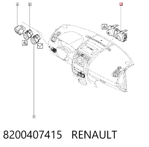 Boton de luz de emergencía 8200407415 Renault (RVI)