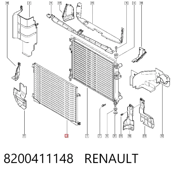 Condensador aire acondicionado 8200411148 Renault (RVI)
