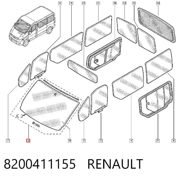 Parabrisas 8200411155 Renault (RVI)