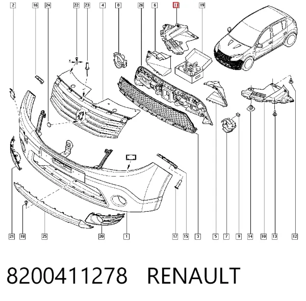 Protector derecho del parachoques delantero 8200411278 Renault (RVI)