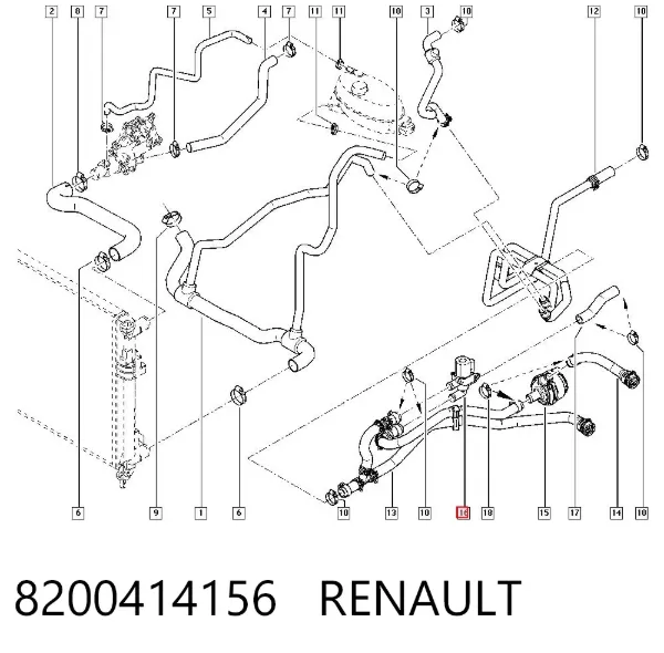 Válvula de control de líquido refrigerante 8200414156 Renault (RVI)