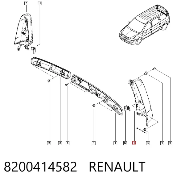 Moldura exterior trasera izquierda del pilar de la carrocería 8200414582 Renault (RVI)
