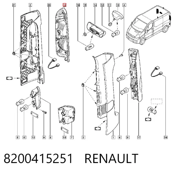 Piloto trasero derecho 8200415251 Renault (RVI)
