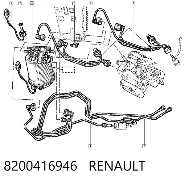 Filtro de combustible 8200416946 Renault (RVI)