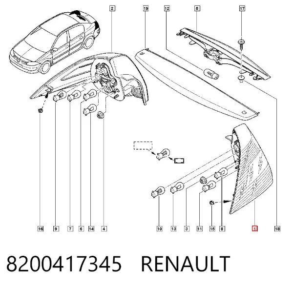 Piloto trasero izquierdo 8200417345 Renault (RVI)