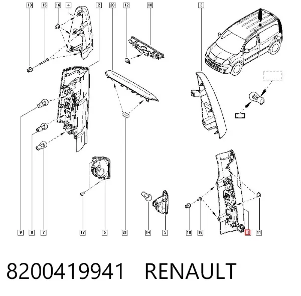 Piloto trasero izquierdo 8200419941 Renault (RVI)