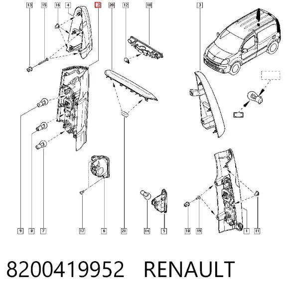 Piloto trasero derecho 8200419952 Renault (RVI)