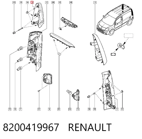 Piloto trasero derecho superior 8200419967 Renault (RVI)