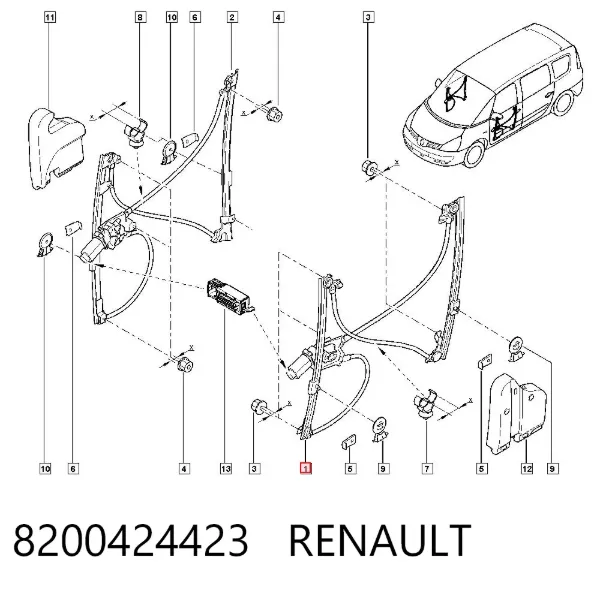 Mecanismo de elevalunas delantero izquierdo 8200424423 Renault (RVI)