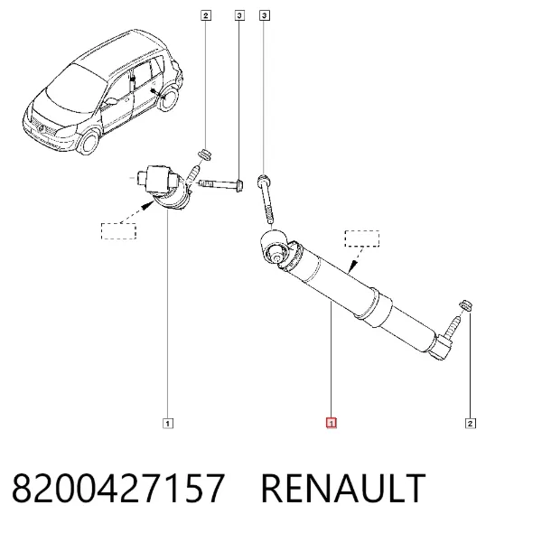 Amortiguador trasero 8200427157 Renault (RVI)