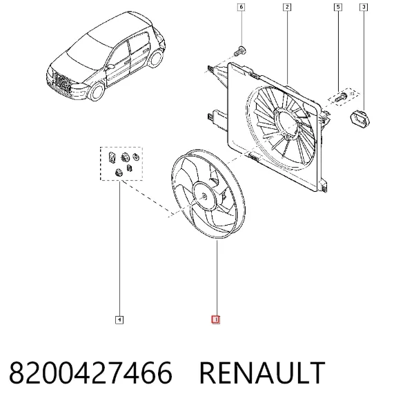 Ventilador del motor 8200427466 Renault (RVI)