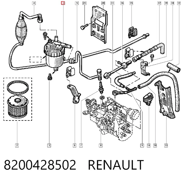 Caja del filtro de combustible 8200428502 Renault (RVI)