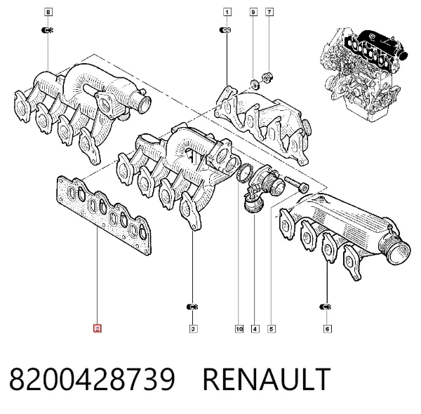 Junta de colector de admisión 8200428739 Renault (RVI)