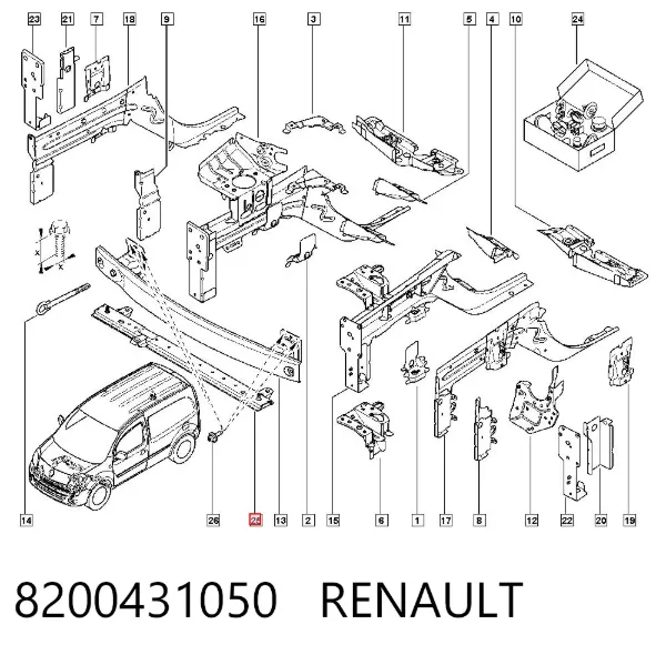 Travesaño inferior del radiador 8200431050 Renault (RVI)
