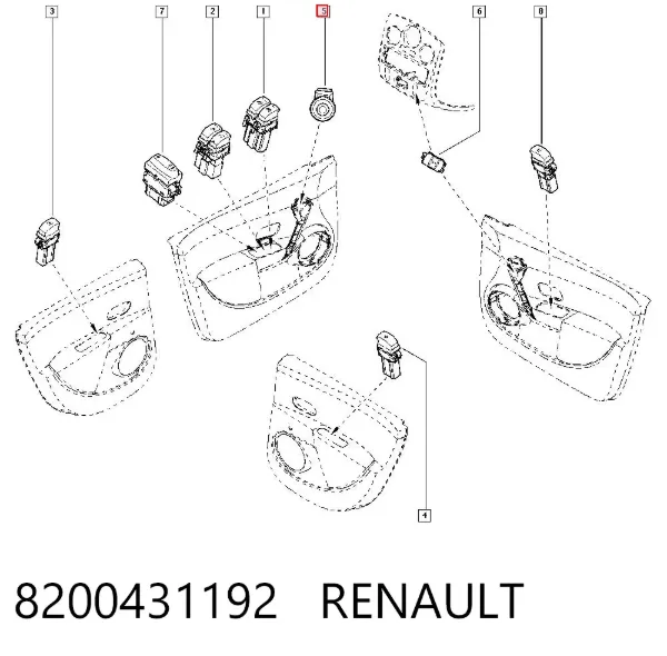 Módulo de espejos retrovisores en la puerta 8200431192 Renault (RVI)
