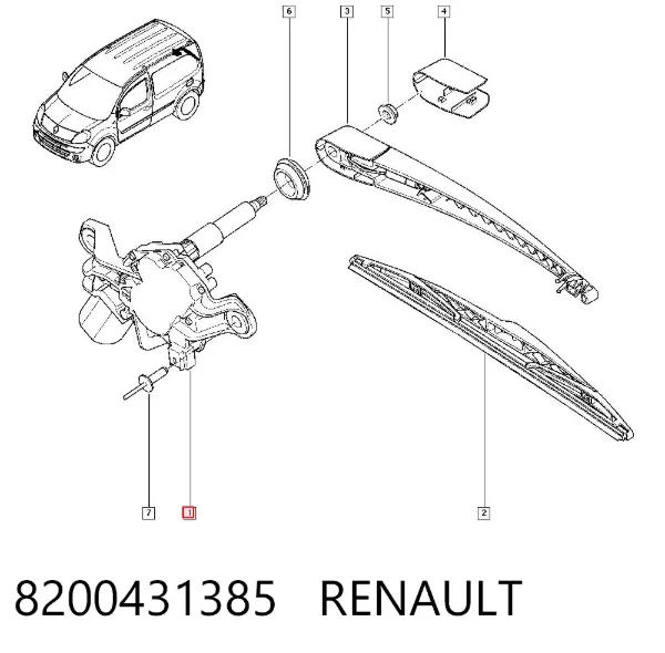 Motor limpiaparabrisas, trasera 8200431385 Renault (RVI)