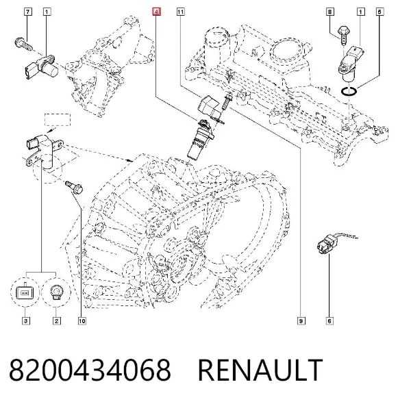 Sensor de cigüeñal 8200434068 Renault (RVI)