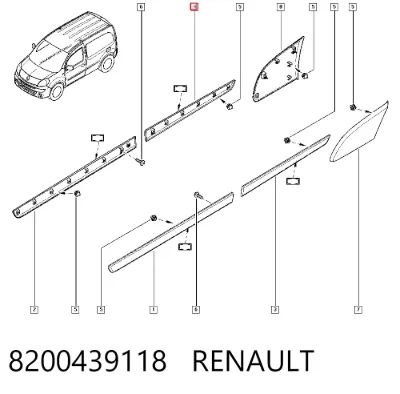 Moldura de salpicadera trasera derecha RENAULT 8200439118