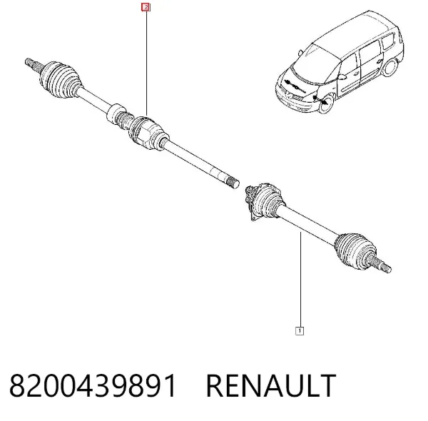 Semieje delantero derecho 8200439891 Renault (RVI)