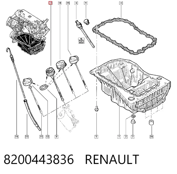 Varilla de aceite 8200443836 Renault (RVI)