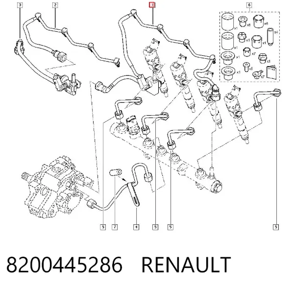 Tubería de retorno de combustible de los inyectores 8200445286 Renault (RVI)