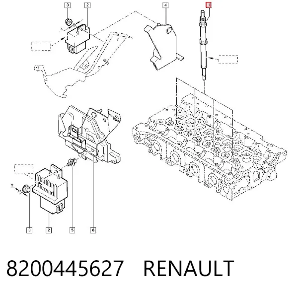 Bujía de precalentamiento 8200445627 Renault (RVI)