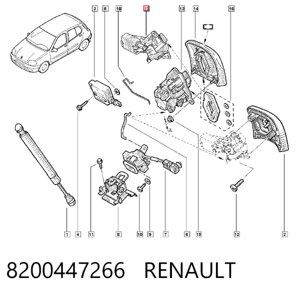 Botón de accionamiento del cierre de la tapa del maletero (puerta trasera 3/5) 8200447266 Renault (RVI)