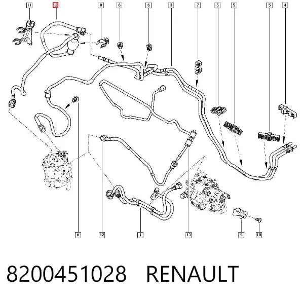 Tubo de combustible, del depósito al filtro de combustible 8200451028 Renault (RVI)