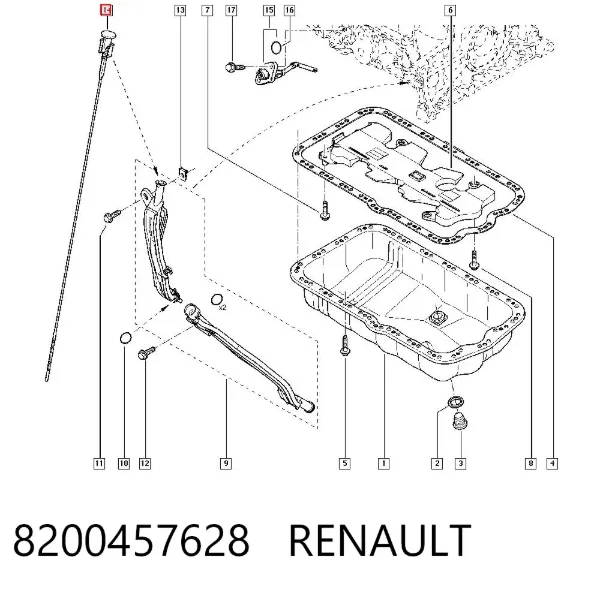 Varilla de aceite 8200457628 Renault (RVI)