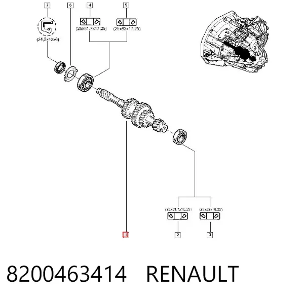 Eje primario de la caja de cambios 8200463414 Renault (RVI)