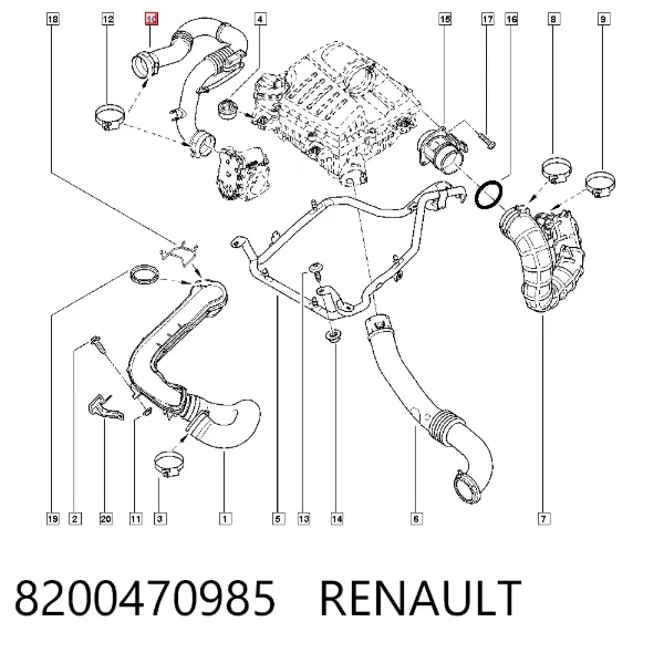 Tubo intercooler 8200470985 Renault (RVI)