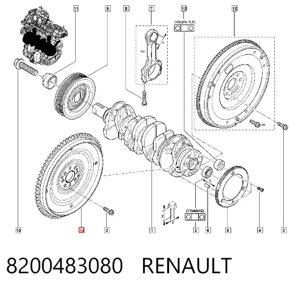 Volante motor 8200483080 Renault (RVI)