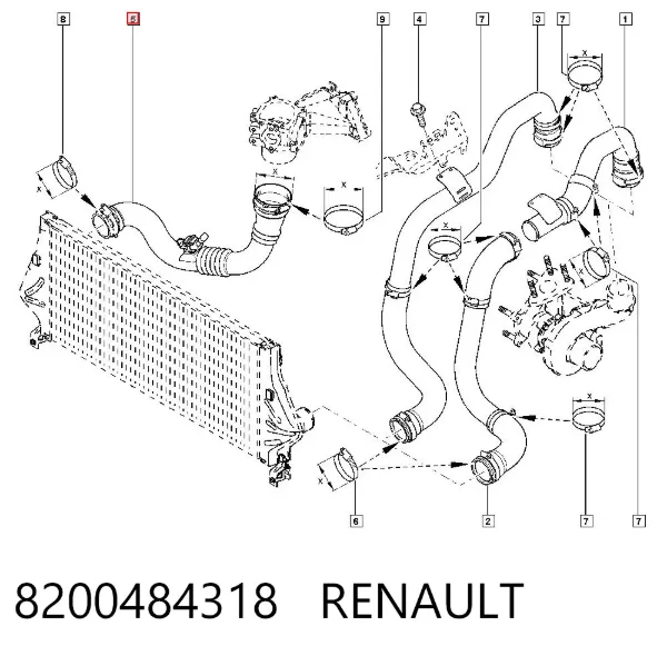Tubo intercooler 8200484318 Renault (RVI)