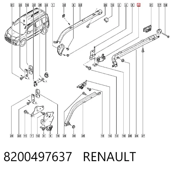 Rodillo central derecho de puerta corrediza 8200497637 Renault (RVI)