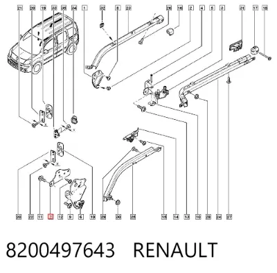 Kit de reparación de rodillo de puerta corrediza RENAULT 8200497643