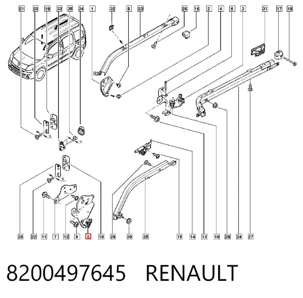 Rodillo inferior derecho de puerta corrediza 8200497645 Renault (RVI)