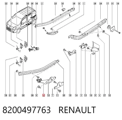 Rodillo inferior izquierdo de puerta lateral corrediza RENAULT 8200497763