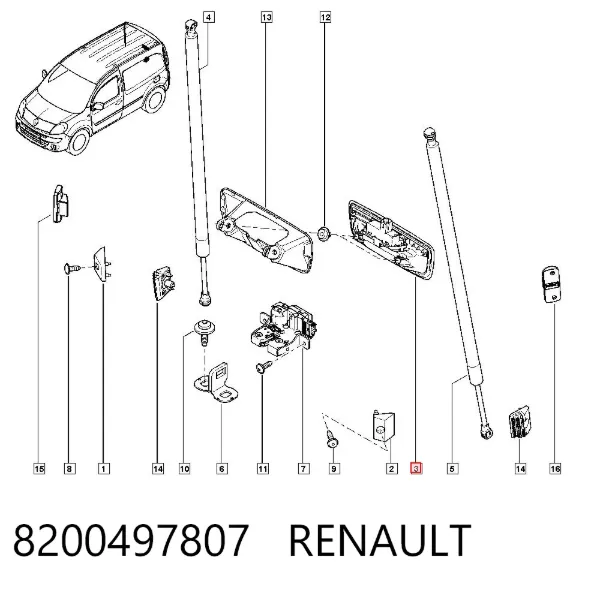 Manija exterior de puerta trasera 8200497807 Renault (RVI)