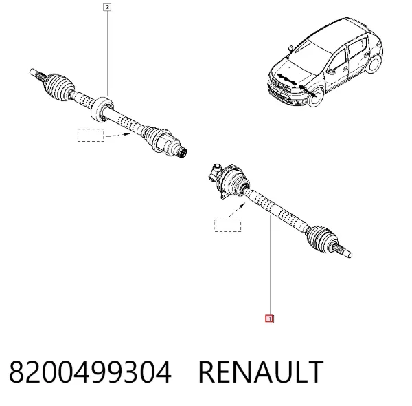 Semieje delantero izquierdo 8200499304 Renault (RVI)