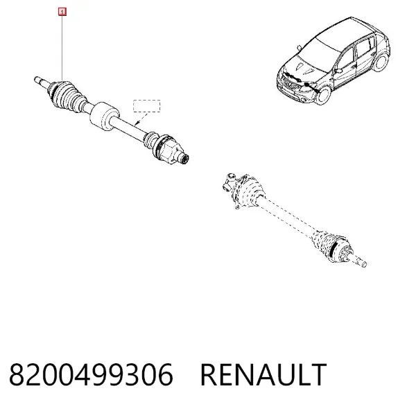 Semieje delantero derecho 8200499306 Renault (RVI)