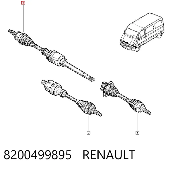 Semieje delantero derecho 8200499895 Renault (RVI)
