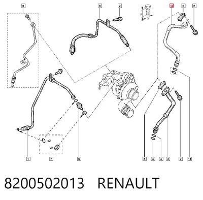 Tubo de drenaje de aceite de turbocompresor RENAULT 8200502013