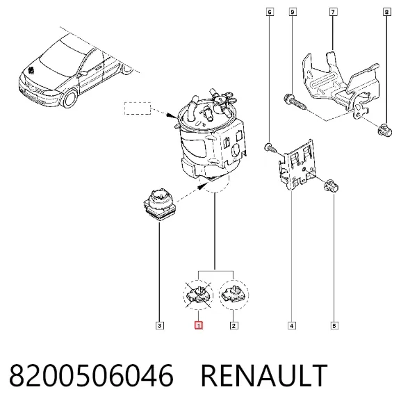 Filtro de combustible 8200506046 Renault (RVI)