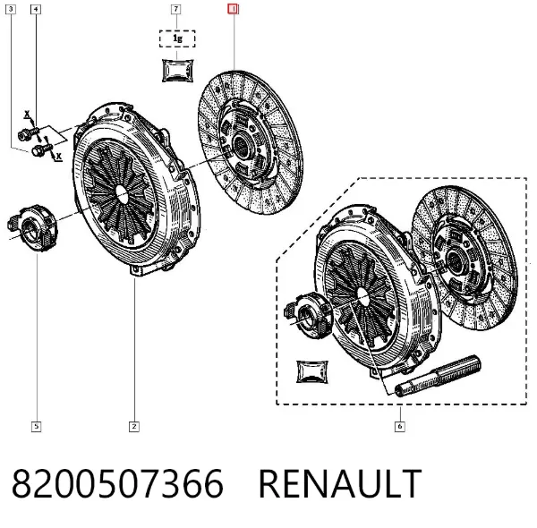 Disco de embrague 8200507366 Renault (RVI)