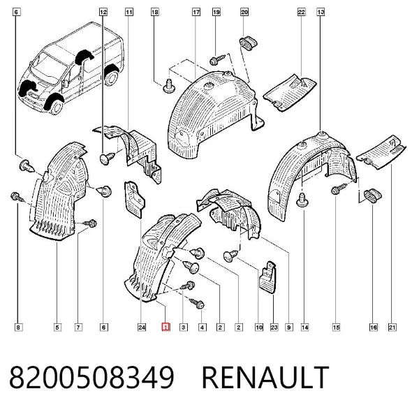 Guardalodos delantero izquierdo 8200508349 Renault (RVI)