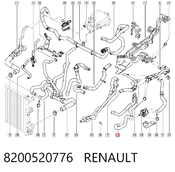 Manguera radiador 8200520776 Renault (RVI)