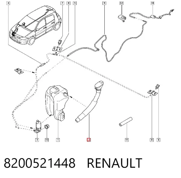 Cuello del depósito de la lavadora 8200521448 Renault (RVI)