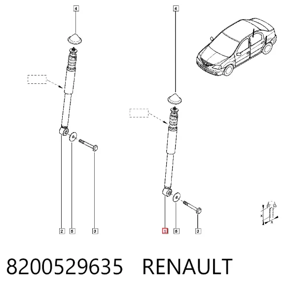 Amortiguador trasero 8200529635 Renault (RVI)