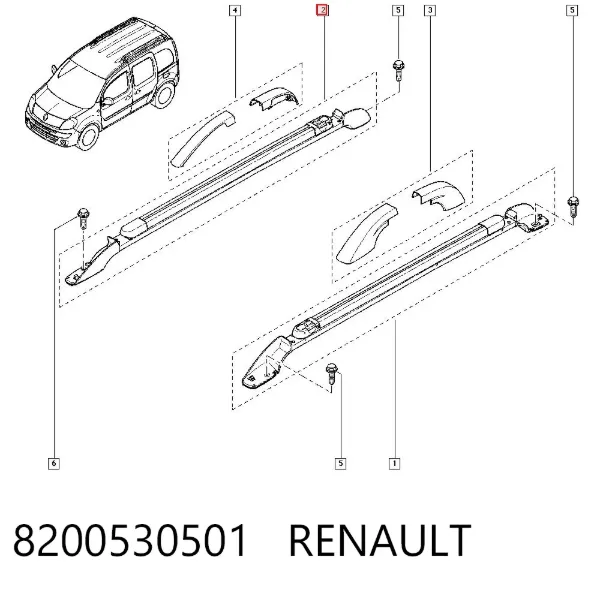 Riel de techo derecho 8200530501 Renault (RVI)