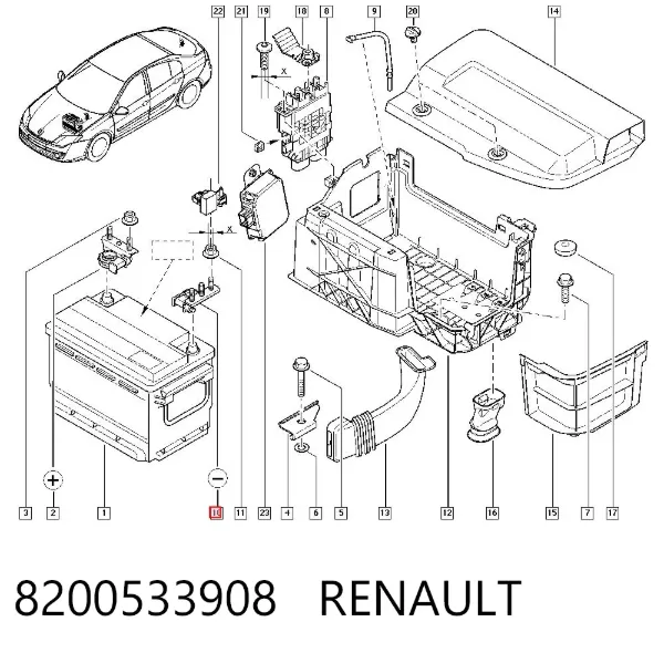 Terminal de batería 8200533908 Renault (RVI)